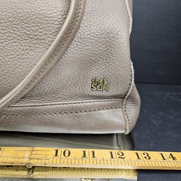 The Sak GRAY Pebbled Leather Women’s Purse Tote Bag Real Leather Very Nice - Picture 4 of 16